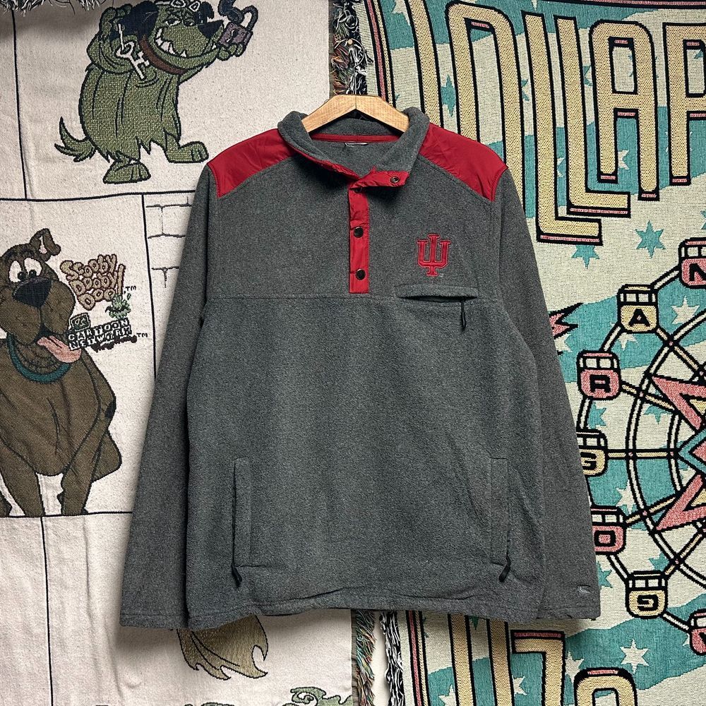 Vintage 90's Indiana Embroidered Fleece Quarter Snap Button‎ Up Pullover